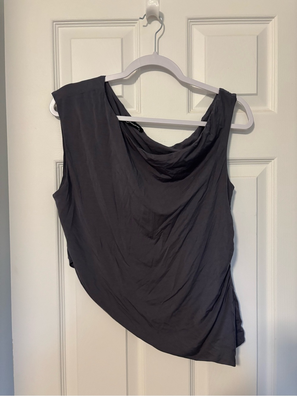 Amazon off the shoulder asymmetrical Drape Neck Camisole in Charcoal